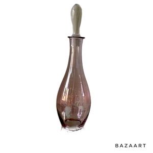 Etched Glass Amethyst Color Wine Vase Carafe Decanter with glass stopper